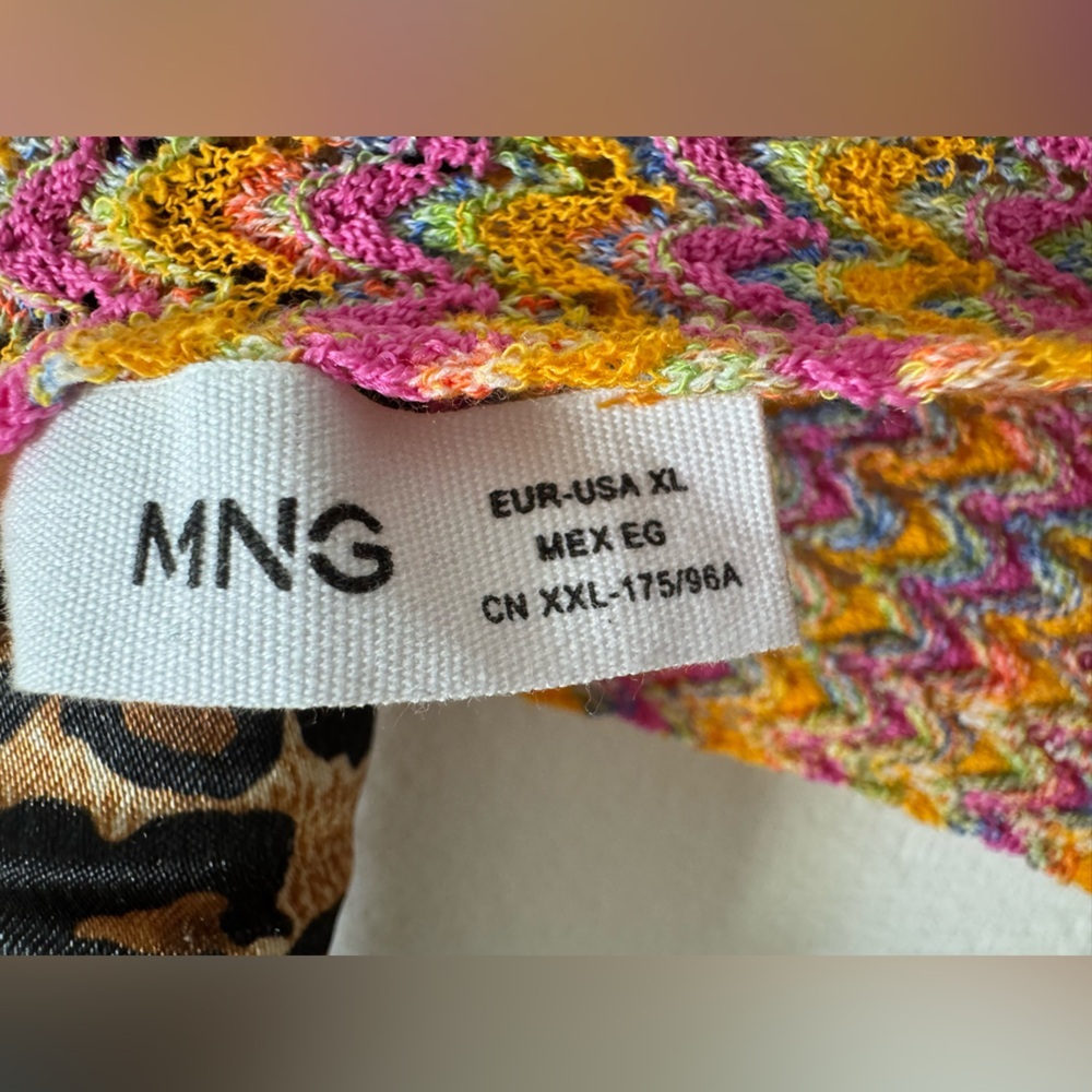 MANGO Combined Cropped Knit Top With Opening XL pink & orange - Picture 7 of 8